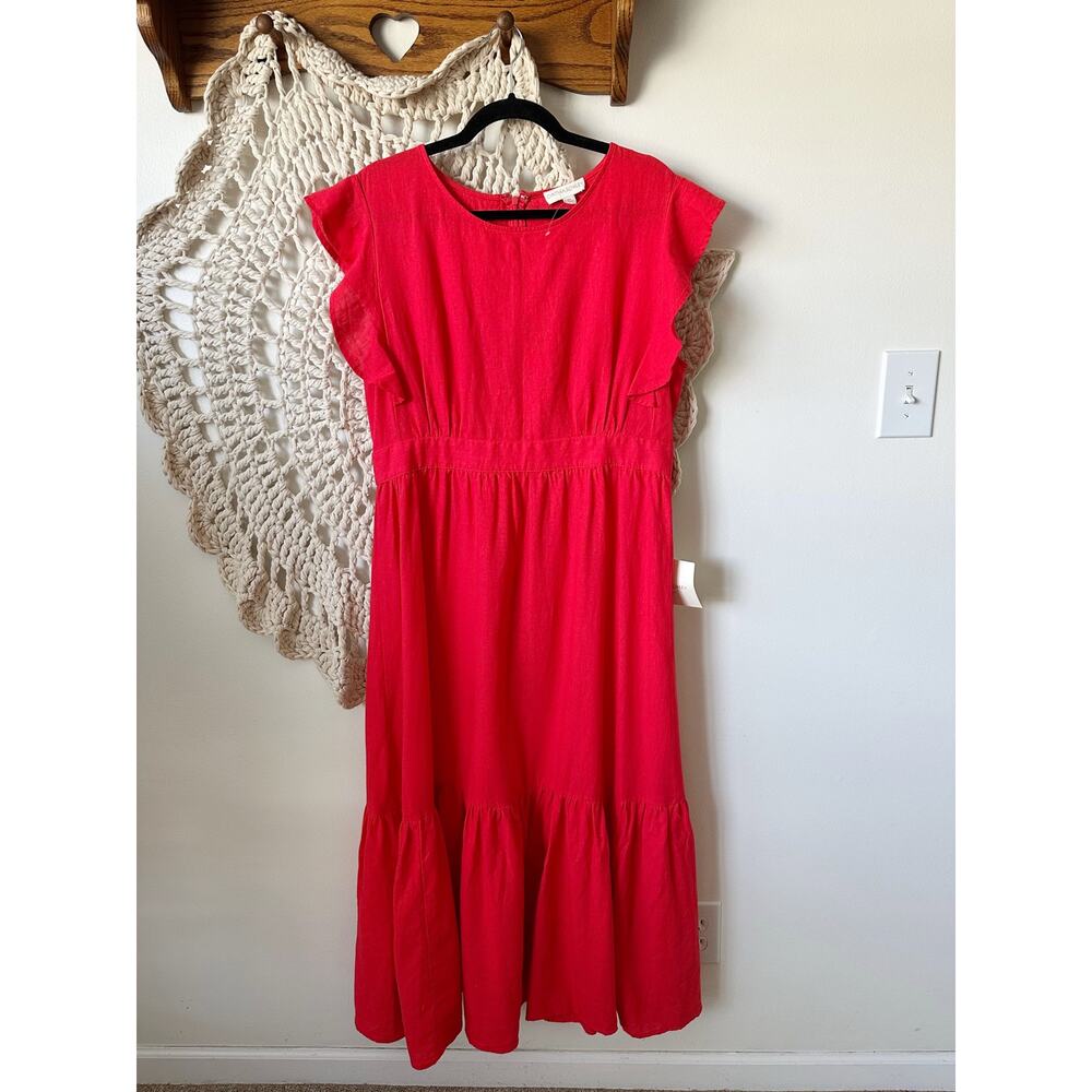 Cynthia Rowley Red Maxi Dress with Ruffle Sleeves